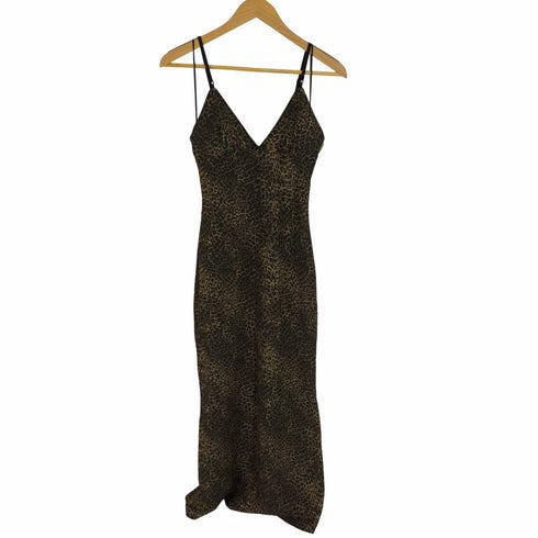 ザラ ZARA XSSATIN ANIMAL PRINT DRESS レオパード キャミワンピース レディース import:XS