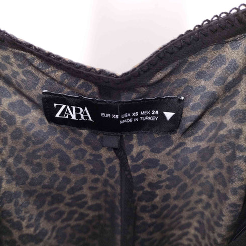 ザラ ZARA XSSATIN ANIMAL PRINT DRESS レオパード キャミワンピース レディース import:XS