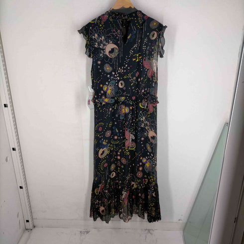 ザラ ZARA 星座柄 ムーンプリント ノースリ フリルワンピース レディース import:L