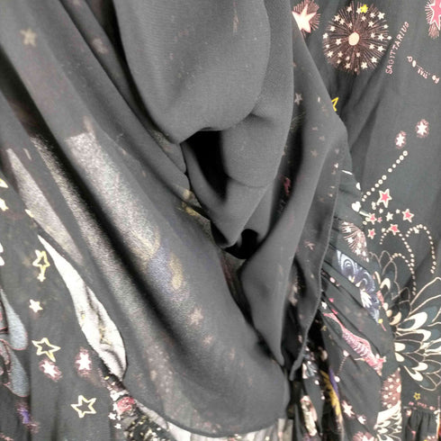ザラ ZARA 星座柄 ムーンプリント ノースリ フリルワンピース レディース import:L