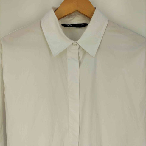 ザラ ZARA 比翼ボタン レギュラーカラーシャツ レディース import:M
