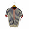 ESCMANSTUDIO ストライプヘンリーネックS/S サマーニット レディース