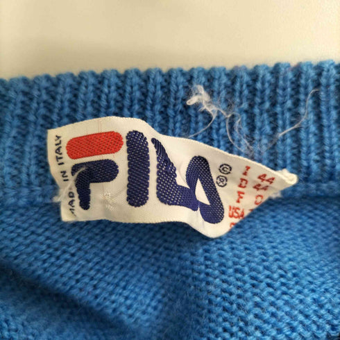 フィラ FILA 70-80S ITALY製 ロゴ刺繍 ボーダーニット メンズ I 44