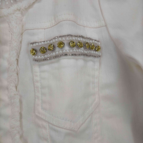 トゥービーシック TO BE CHIC ノーカラーデニムジャケット ビジュー フリンジ レディース JPN:42
