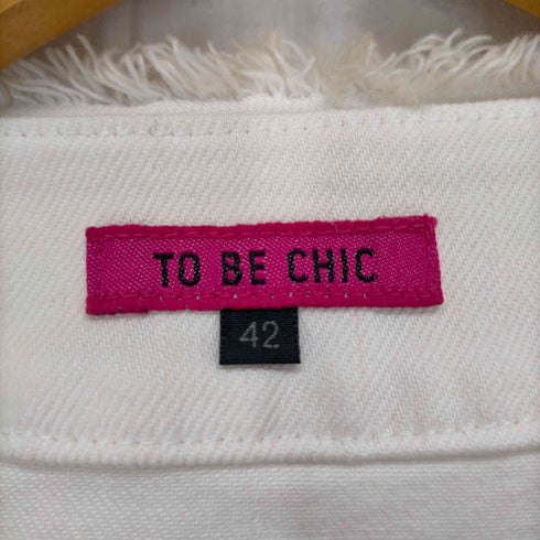 トゥービーシック TO BE CHIC ノーカラーデニムジャケット ビジュー フリンジ レディース JPN:42
