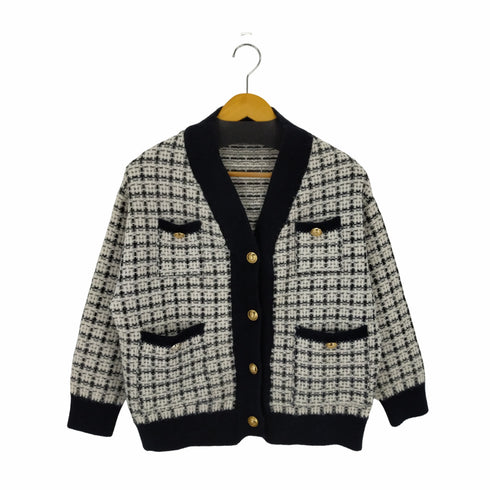 デイ クローゼット DAY CLOSET ツイードリブカーディーガン 金ボタン レディース