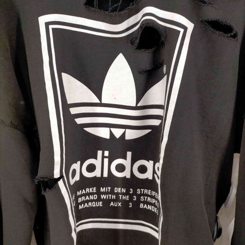 アディダス adidas 90s MADE IN CANADA BY/PAR PRIVASPORT 両面ラバーロゴプリント ダメージスウェット メンズ import:M