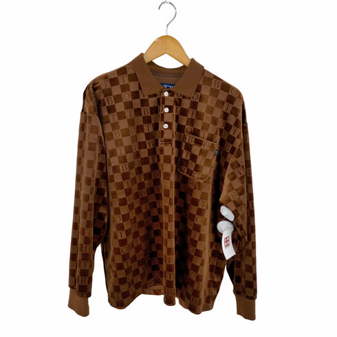 ボット BOTT 22AW CHECKERBOARD VELOUR POLO - BROWN メンズ JPN:XL