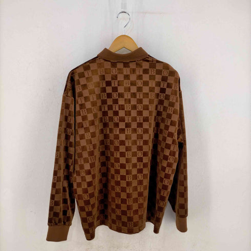 ボット BOTT 22AW CHECKERBOARD VELOUR POLO - BROWN メンズ JPN:XL