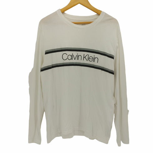 カルバンクライン CALVIN KLEIN クルーネック ロゴ プリント L/S Tシャツ ロンT メンズ import:L