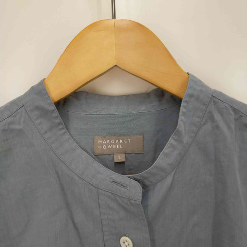 マーガレットハウエル MARGARET HOWELL TEXTURED COTTON CHAMBRAY バンドカラーシャツ レディース 2