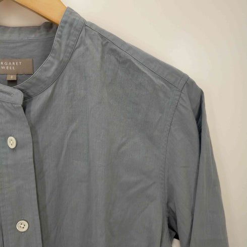 マーガレットハウエル MARGARET HOWELL TEXTURED COTTON CHAMBRAY バンドカラーシャツ レディース 2