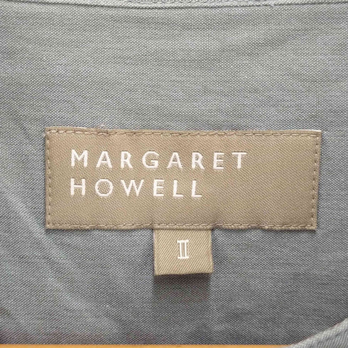 マーガレットハウエル MARGARET HOWELL TEXTURED COTTON CHAMBRAY バンドカラーシャツ レディース 2