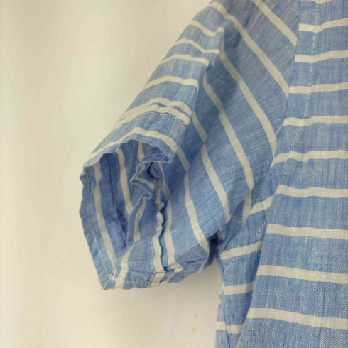 バーバリーブラックレーベル BURBERRY BLACK LABEL リネンボーダー S/S シャツ メンズ JPN:2
