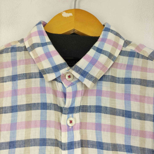 バーバリーブラックレーベル BURBERRY BLACK LABEL チェック L/S リネンシャツ メンズ JPN:2