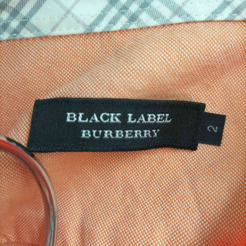 バーバリーブラックレーベル BURBERRY BLACK LABEL ワンポイントロゴ刺繍 L/S シャツ 袖折り返しノバチェック メンズ JPN:2