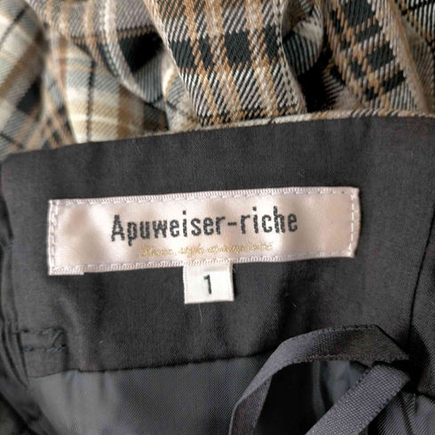 アプワイザーリッシェ Apuweiser riche 21AW チェックハイウエストマーメイドスカート ロング ベルト付き 1 茶 黒 オフホワイト レディース JPN:1