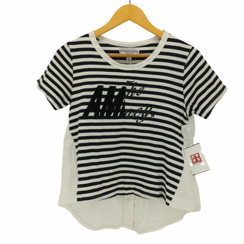 アメリカーナ Americana クルーネック アシンメトリー ボーダー Tシャツ カットソー レディース