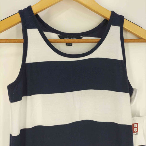 ラルフローレン RALPH LAUREN ウエストコード 裾レース ノースリーブボーダーワンピース レディース import:L