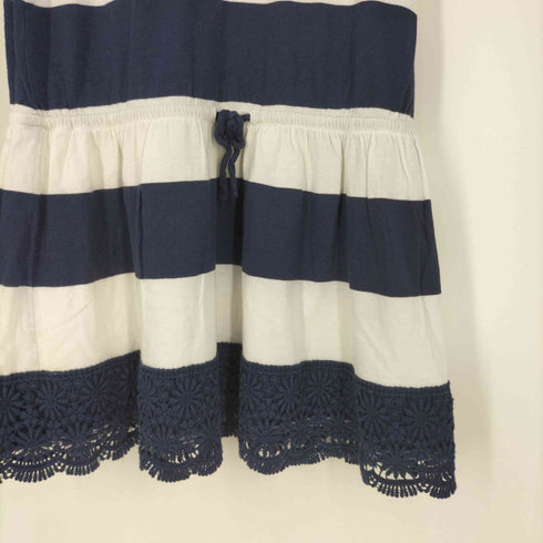 ラルフローレン RALPH LAUREN ウエストコード 裾レース ノースリーブボーダーワンピース レディース import:L