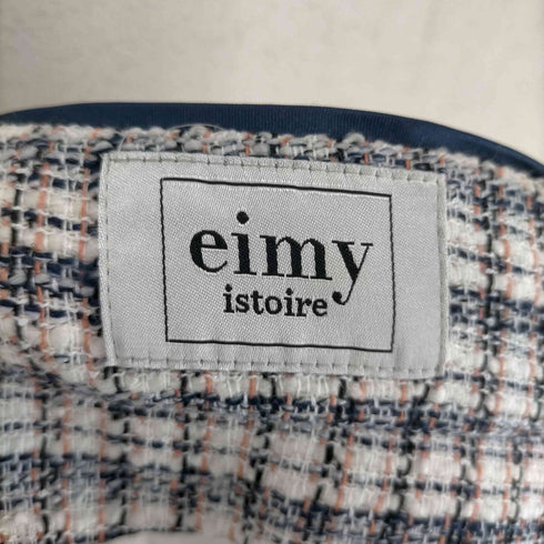エイミーイストワール eimy istoire エイミーイストワール eimy istoire EM pearl ツイードワンピース ノースリーブ ひざ丈 ロゴボタン S 白 紺 サーモンピンク レディース JPN:S