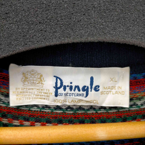 プリングル Pringle 80S スコットランド製 マルチカラー ウールニット メンズ import:XL