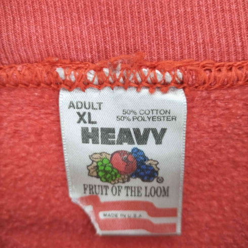 フルーツオブザルーム FRUIT OF THE LOOM 90S USA製 FRUITボディ チームロゴ刺繍 プルオーバー スウェット レディース import:XL