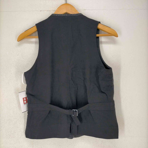 ライト WRYHT ARTISAN SACK VEST GLEN CHECK ベスト グレンチェック ツイード Vネック 前開き 異素材切替 グレー 黒 ブラック レディース