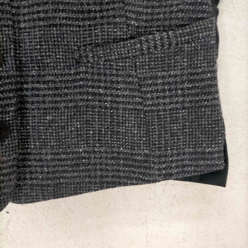 ライト WRYHT ARTISAN SACK VEST GLEN CHECK ベスト グレンチェック ツイード Vネック 前開き 異素材切替 グレー 黒 ブラック レディース