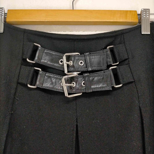 マイケルマイケルコース Michael Michael Kors ベルト付きウールスカート 膝丈 フレア タック 2 黒 ブラック レディース JPN:2