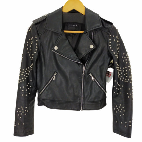 ゲス GUESS ボールスタッズ レザージャケット ダブルライダースジャケット レディース XS