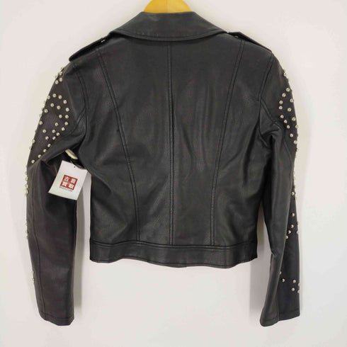 ゲス GUESS ボールスタッズ レザージャケット ダブルライダースジャケット レディース XS