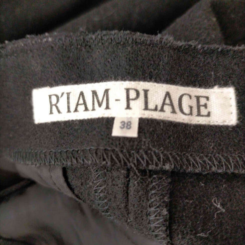 RIAM-PLAGE パンツ ウール テーパード タック 38 黒 ブラック レディース JPN:38