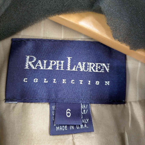 ラルフローレン RALPH LAUREN COLLECTION USA製 総裏 開き見せ ノーベント ウール ストライプ テーラードジャケット メンズ 6