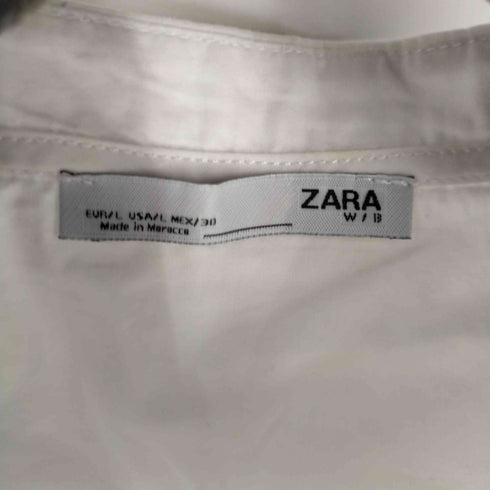 ザラ ZARA ストライプ切替 ノーカラー半袖シャツ メンズ