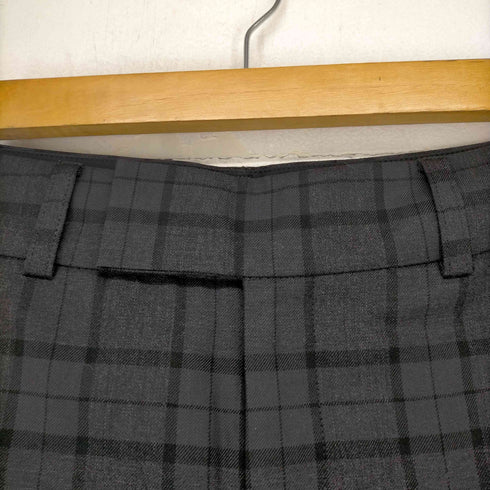 ニジュウサンク 23区 ウール混チェック柄パンツ テーパード 38 ダークグレー 黒 ブラック レディース JPN:38