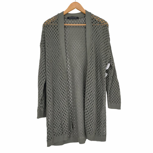 ミズイロインド mizuiro ind 21SS メッシュニットワイドロングカーディガン 長袖 シアー カーキ レディース