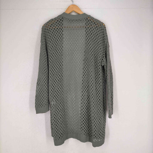 ミズイロインド mizuiro ind 21SS メッシュニットワイドロングカーディガン 長袖 シアー カーキ レディース