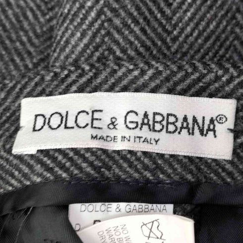 ドルチェアンドガッバーナ DOLCE&GABBANA イタリア製 フロントジッパー ヘリンボーン柄 ライン タイト スカート レディース