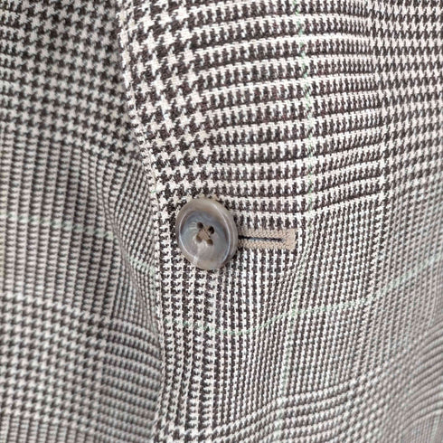ポロバイラルフローレン Polo by RALPH LAUREN イタリア製 グレンチェック 総裏 開き見せ サイドベンツ シルクフラックスブレンド 2Bシングルテーラードジャケット メンズ import:L