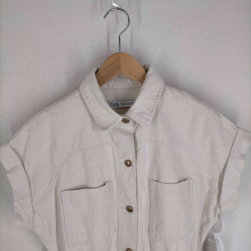 ザラ ZARA ホワイトデニムデニムオールインワン レディース M