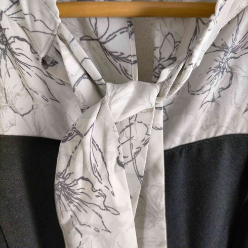 トッコクローゼット tocco closet ボウタイリボンフラワープリントドッキングワンピース レディース