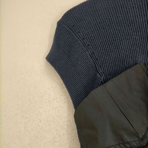 カルヴェン CARVEN カットソー フレンチスリーブ プルオーバー リブニット コットン ポケットデザイン モックネック S 紺 黒 ネイビー ブラック レディース JPN:S