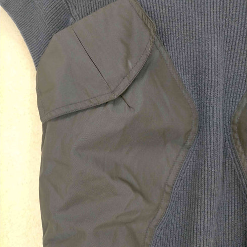 カルヴェン CARVEN カットソー フレンチスリーブ プルオーバー リブニット コットン ポケットデザイン モックネック S 紺 黒 ネイビー ブラック レディース JPN:S