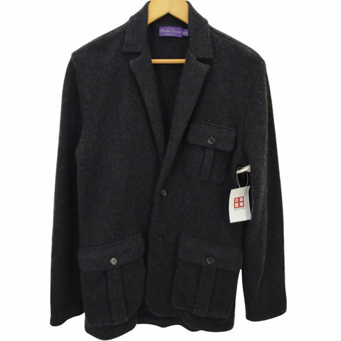 ラルフローレンパープルレーベル RALPH LAUREN PURPLE LABEL エルボパッチ付きカシミヤニットジャケット メンズ S