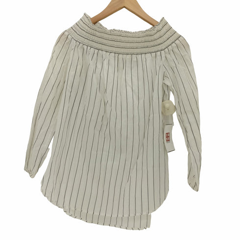 マイケルマイケルコース Michael Michael Kors Striped Cotton Peekaboo Top ストライプ オフショルダー ブラウス レディース JPN:XS