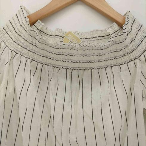 マイケルマイケルコース Michael Michael Kors Striped Cotton Peekaboo Top ストライプ オフショルダー ブラウス レディース JPN:XS