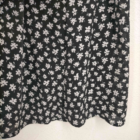 ロッソアーバンリサーチ ROSSO URBAN RESEARCH 19AW カラフル小花柄ワンピース フレア ロング 長袖 F 黒 白 ブラック ホワイト レディース FREE