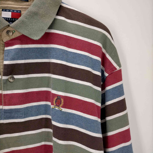 トミーヒルフィガー TOMMY HILFIGER フラッグタグ ボーダー ポロシャツ メンズ import:XL