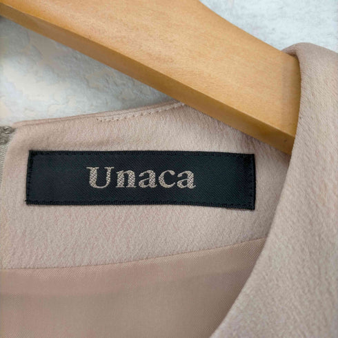アナカ UNACA パーティードレス ワンピース ノースリーブ マント調 ミモレ丈 タイト 38 ピンクベージュ レディース JPN:38